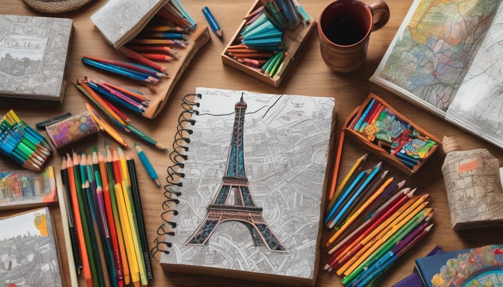 thematic travel coloring books