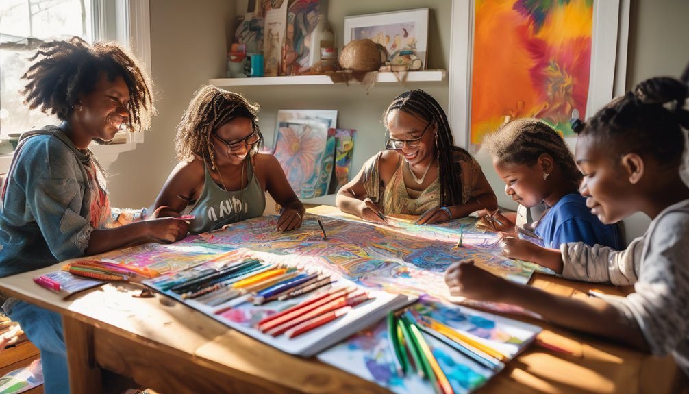 sharing coloring art together