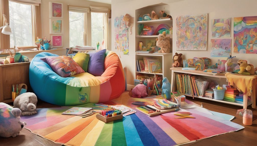 kids coloring corner setup