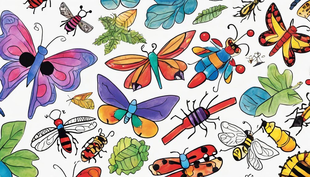 colorful friendly bug designs