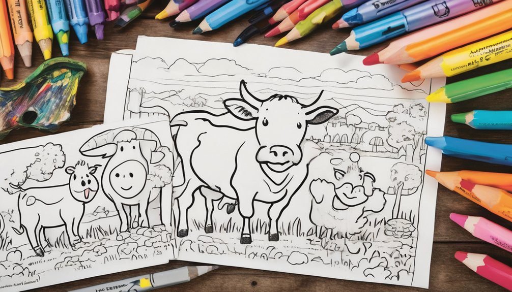 coloring cute farm animals